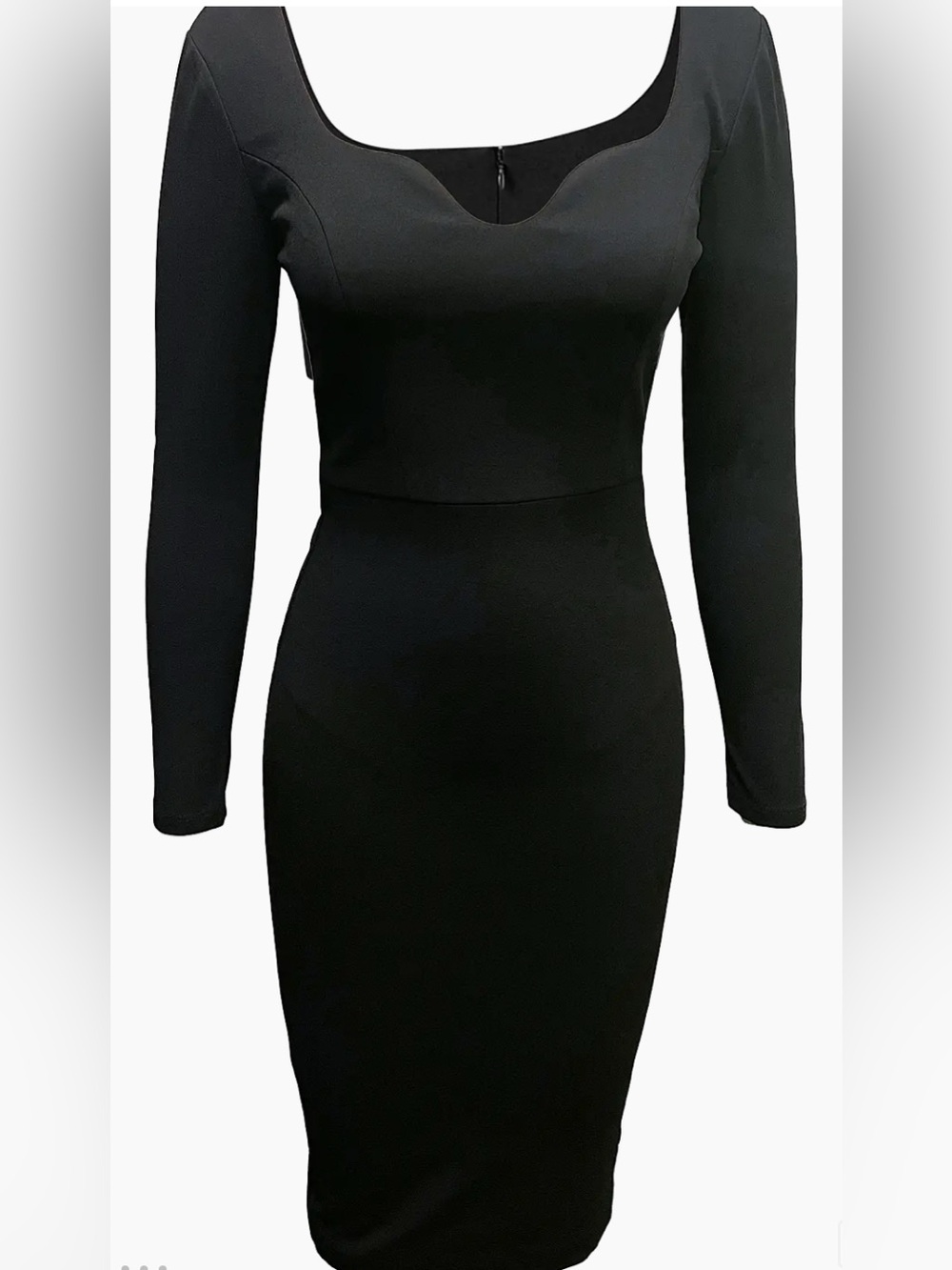 Dress the Population Black Long-Sleeve Sweetheart Midi Dress. Size: XS - Picture 4 of 4